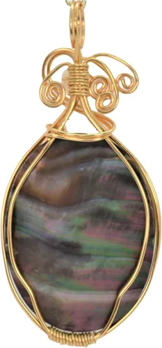 Vista 2 de Collar con colgante de camafeo de madreperla de Tahití relleno de oro de 14 quilates para mujer
