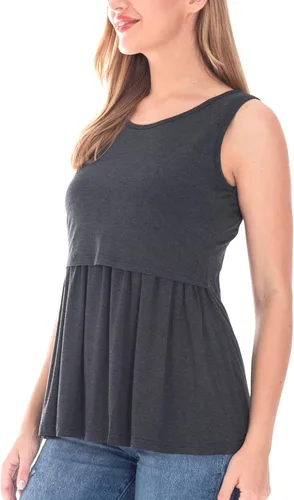 Vista 3 de Bearsland Camiseta sin mangas de maternidad para mujer cuello redondo para lactancia ropa de embarazo