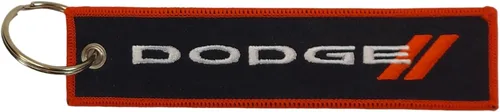 Vista 2 de Detroit Shirt Company Dodge Charger - Llavero de sarga bordado de 5 x 1 pulgada Logotipo del cargador frontal, parte trasera clásica de Dodge