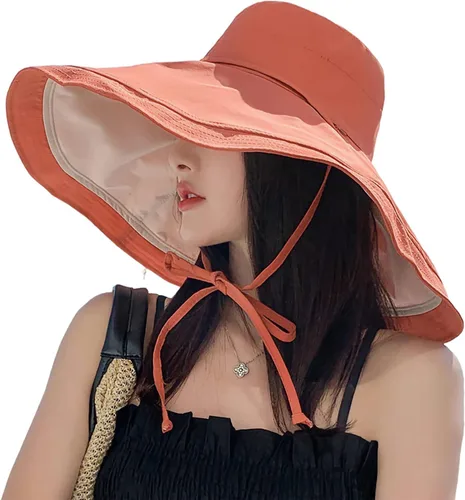 Vista 61 de Sombrero de sol de ala súper ancha para mujer, de algodón, plegable, reversible, con borde con cable, protección UV, verano, playa, viajes, jardín