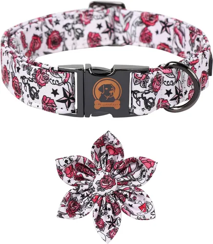 Vista 12 de MR. CHUBBYFACE - Collar de perro de San Valentín con corbatín, lindo collar de perro con corazón azul con hebilla de metal, collar de algodón