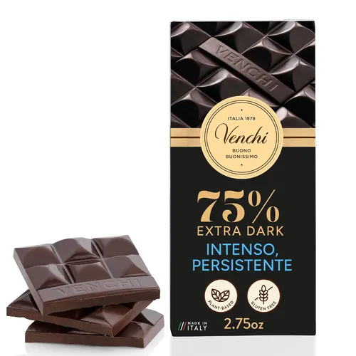 Vista 11 de Venchi Cuor di Cacao Barra de chocolate extra oscuro 75% 3.52oz (paquete de 2)