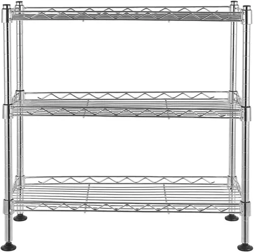 Vista 5 de Estantería de 3 niveles, estantería de alambre ajustable, estante de almacenamiento resistente, estante de esquina de metal para cocina, sala