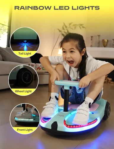 Vista 7 de Coche eléctrico oscilante aigo - Coche eléctrico de 21.6V para niños con pedal y asa de tracción, coche oscilante de 3 velocidades, coche
