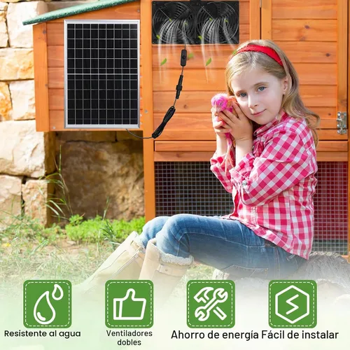 Vista 7 de Glooglitter Kit de ventilador de panel solar, impermeables, paneles de 15 W, 2 unidades, ventilador sin escobillas de CC de alta velocidad