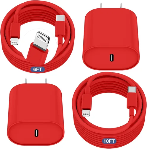 Vista 18 de Essri Cargador Rápido para iPhone 14 13 12 Carga Rápida, Paquete de 2 de 6FT+10FT Cable USB C a Lightning con 20W USB C para Bloque Cargador iPhone