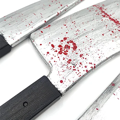 Vista 5 de Cooplay Cuchillo de plástico de carnicero de sangre para cosplay, accesorios de plástico realistas de terror, divertido para Halloween, fiesta