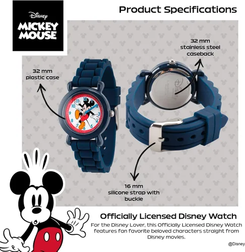 Vista 3 de Disney Mickey Mouse - Reloj analógico de cuarzo con correa de silicona para niños