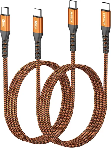 Vista 14 de SUNGUY Cable corto USB C a USB C de 1 pie [paquete de 2] de carga rápida de 60 W Naranja