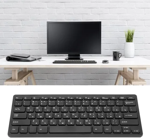 Vista 3 de SUNGOOYUE Teclados de computadora para PC, diseño ergonómico, ultrafino, mini duradero de 78 teclas, teclado USB con cable para PC, portátil