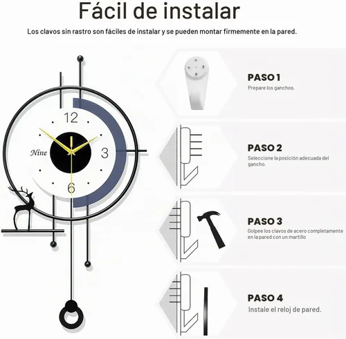 Vista 7 de Reloj de pared de péndulo moderno de 25 pulgadas, diseño silencioso