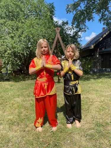 Vista 6 de Conjunto de uniforme chino de Kung Fu Maestro Tai Chi Dragón Chino para niños y niñas