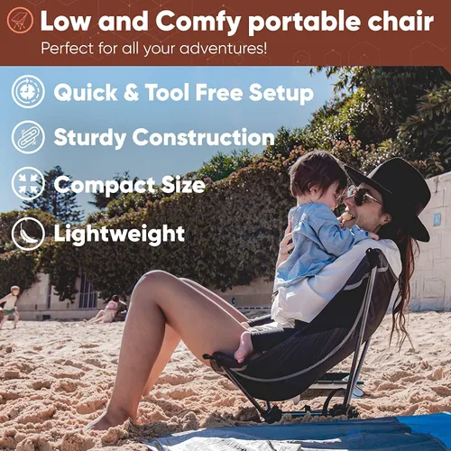 Vista 9 de TREKOLOGY Silla de playa ultraligera, silla de camping ligera para mochileros, senderismo y viajes - YIZI LITE