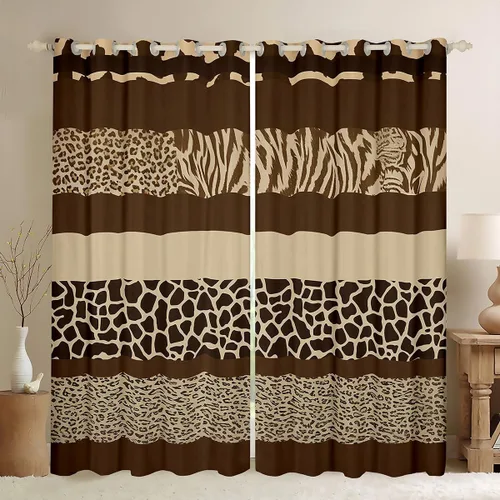 Vista 13 de Feelyou Cortinas de ventana de leopardo para decoración de dormitorio, cortina de guepardo africano, diseño de leopardo arcoíris, cortinas de Multi