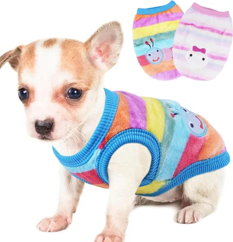 Vista 9 de 2 piezas de ropa para perros taza de té, traje navideño para perros, suéter para cachorros para perros pequeños, suéter para Chihuahua, ropa
