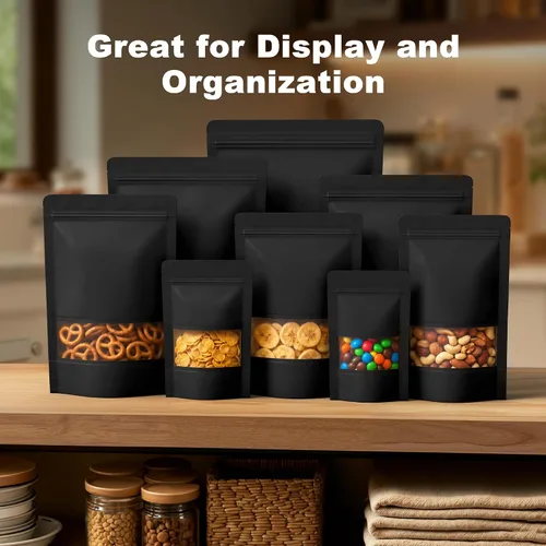 Vista 6 de FireKylin 100 bolsas resellables, bolsas de papel con ventana mate para pequeñas empresas, cremallera y bolsas sellables con calor para embalaje