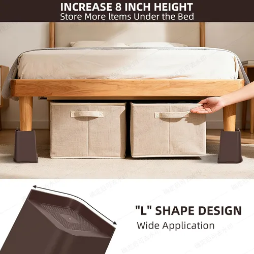 Vista 6 de Elevadores de cama ajustables de 8 pulgadas, soportes de elevación antideslizantes resistentes para camas, sofás, diseño cuadrado duradero