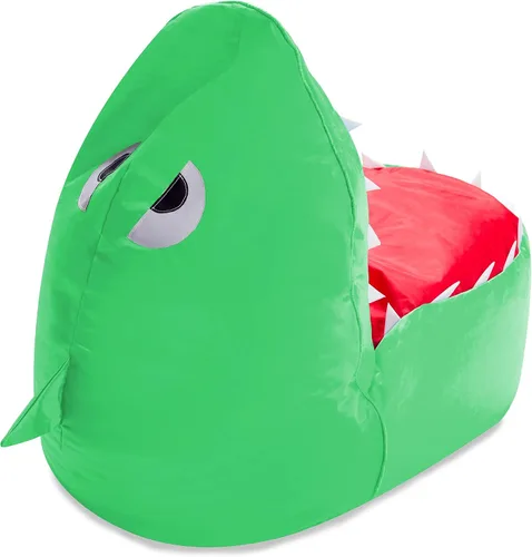Vista 5 de Posh Creations Silla de animales de peluche para niños, organizador de juguetes, funda grande de 30 pulgadas, puf para niños, tiburón verde