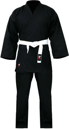 Vista 8 de Traje de Karate G4 GI Aikido Entrenamiento Adulto Estudiante Uniforme Conjunto Cinturón Libre Negro Blanco