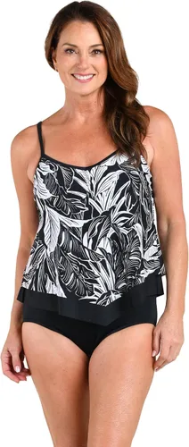 Vista 16 de Maxine of Hollywood Traje de baño tankini con cuello en V para mujer Negro/ Isla Verde
