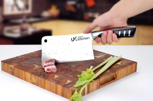 Vista 7 de Utopia Kitchen Cuchillo Cleaver de 7 pulgadas de Acero Inoxidable Cuchillos de Chef Carnicero para Carne, Verduras Cuchillo de Chef de Cocina