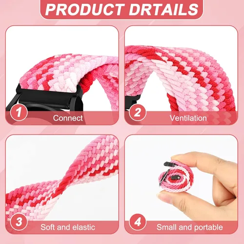 Vista 4 de Paquete de 5 correas deportivas de nailon solo compatibles con Samsung Galaxy Watch 5 Pro de 1.772 pulgadas/Galaxy Watch 5 y 4 de 1.575 pulgadas