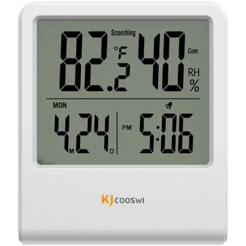 Vista 7 de Termómetro de interior, termómetro de habitación y higrómetro con reloj, medidor de temperatura y humedad con reloj, indicador doble de confort