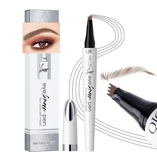 Vista 11 de Pluma de cejas de 4 puntas, trazos naturales para el cabello, cejas, forro, barba, línea capilar (1#café claro)