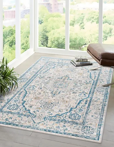 Vista 9 de Unique Loom Lola Collection - Alfombra tradicional (2 pies 2 pulgadas x 3 pies 1 pulgada, rectangular, azul/gris)