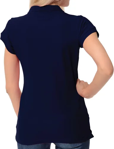 Vista 3 de FRESH TEE Polo de piqué regular de manga corta para mujer (talla M, azul marino), marino