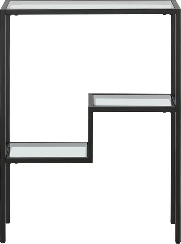 Vista 4 de Henn&Hart Mesa rectangular de vidrio estrecha de 22 pulgadas, mesa de entrada, mesa de sofá con estante de vidrio de dos niveles para entrada, sala