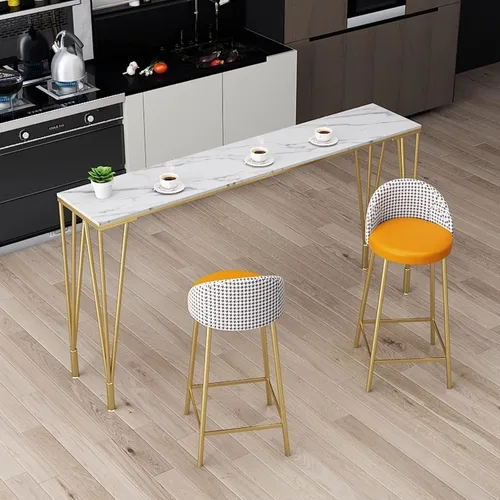 Vista 3 de Mesa de barra de altura de barra, mesa de bar de moda nórdica para el hogar, balcón, pared, mesa larga, sala de estar, mesa alta y silla, mesa