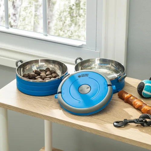 Vista 2 de Healthy Human Cuencos Bento de viaje para mascotas, acero inoxidable de grado humano y sin BPA, a prueba de fugas, juego de recipientes para agua