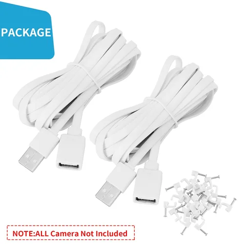 Vista 12 de UYODM Paquete de 2 cables de extensión USB de 10 pies/3 M compatibles con WYZE Cam V3/V2/V4, WYZE Cam Pan V3/V3 Pro/V2, cable de carga impermeable