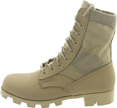 Vista 5 de Botas tácticas de la jungla con suela de Panamá de 8 pulgadas, militar tipo GI Ejército de combate de Vietnam, cuero/lona