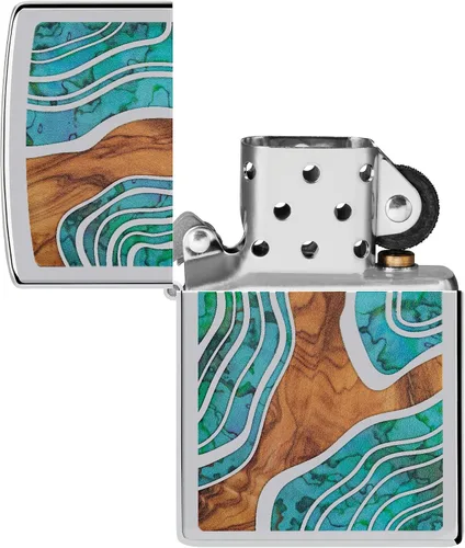 Vista 4 de Zippo Encendedor: madera de fusión y diseño de carcasa - Cromo pulido alto 46118