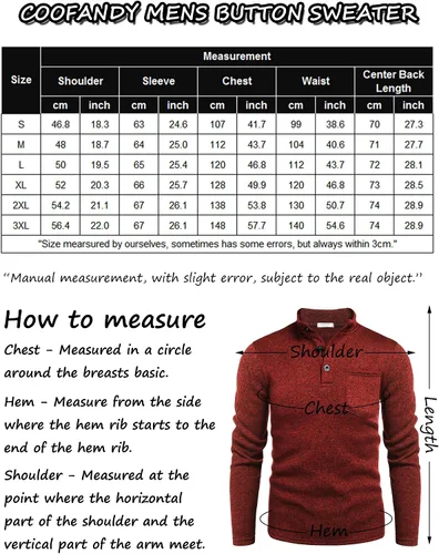 Vista 6 de COOFANDY Sudadera casual Henley de forro polar térmico para hombre
