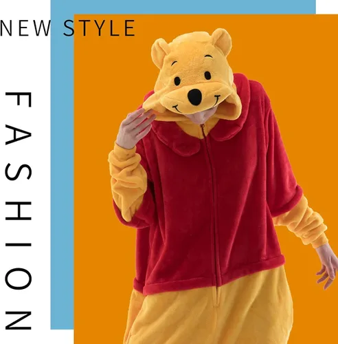 Vista 2 de COSUSKET Snug Fit Unisex Adult Onesie Pajamas Flannel Cosplay Animal One Piece Halloween Costume Sleepwear Homewear