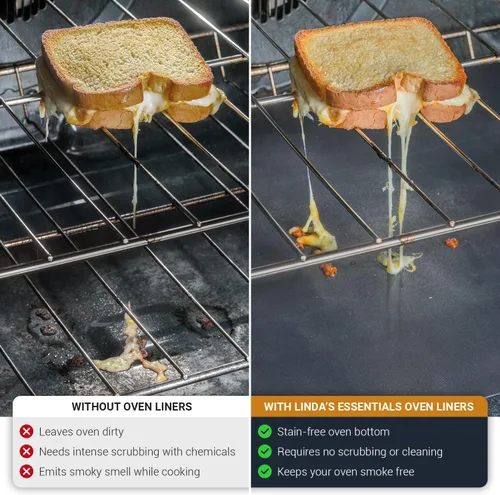 Vista 4 de Revestimientos de horno para la parte inferior del horno, paquete de 2 y revestimientos para refrigerador para estantes (paquete de 8), paquete