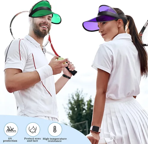 Vista 5 de Jiuguva Viseras de plástico unisex para el sol, gorra de póquer con protección UV para hombres y mujeres, deportes al aire libre, actividades