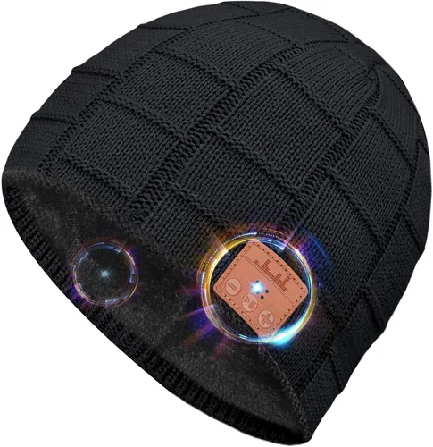Vista 9 de Gorro Bluetooth de Pompón de HIGHEVER para Hombres y Mujeres V5.0, Relleno de Calcetas Navideñas, Inalámbrico, Gorro Musical con Altavoz