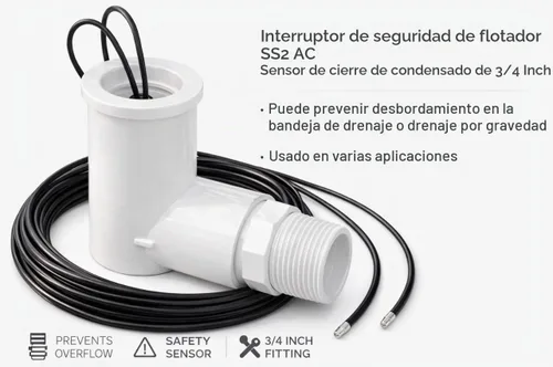 Vista 4 de Interruptor de flotador de CA SS2 Interruptor de seguridad de flotador de CA HVAC El sensor de apagado de condensado de 3/4 pulgadas puede evitar