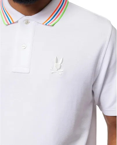 Vista 3 de Psycho Bunny Crosby Piqué Polo Blanco LG (US Hombre 6), Blanco