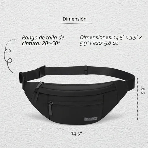 Vista 5 de MAXTOP Riñonera Grande Cruzada Riñonera de Cintura con 4 Bolsillos con Cremallera Artículos Esenciales de Senderismo y Viaje para Mujeres y Hombres