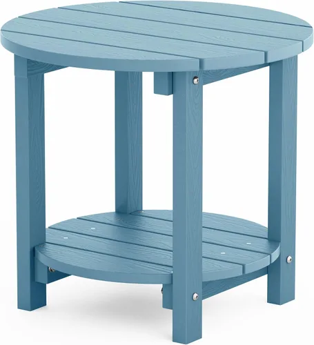 Vista 11 de YEFU Adirondack - Mesa auxiliar doble para exteriores, de 18 pulgadas, mesa auxiliar de madera de polietileno, resistente a la intemperie para Negro