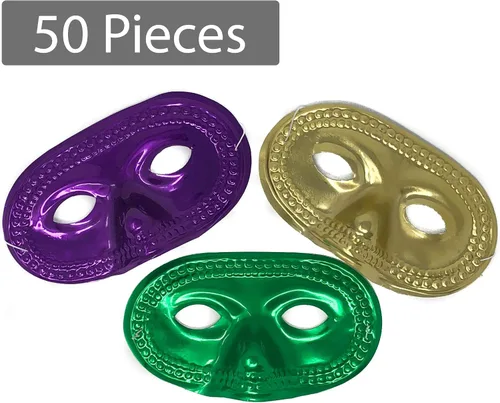 Vista 2 de 50 máscaras Mardi Gras Máscaras metálicas de media fiesta a granel