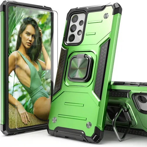 Vista 14 de Funda para Galaxy A52 5G con protector de pantalla, a prueba de caídas, ajuste delgado, con soporte para automóvil, funda protectora ligera