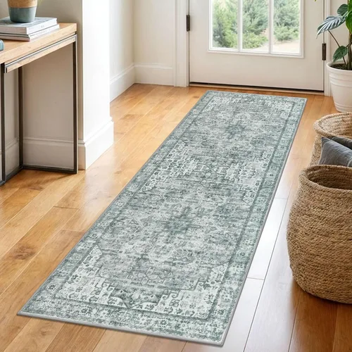 Vista 46 de SIILOOM Alfombra lavable de 2 x 3 pies, alfombra suave color taupe ceniza para entrada, tapete antideslizante para puerta de interior, tapete