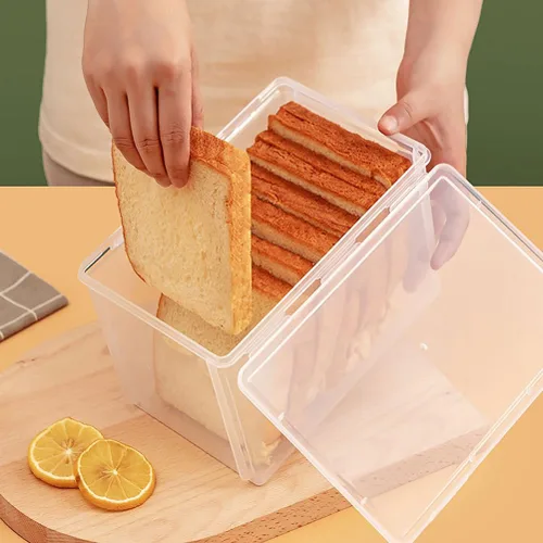 Vista 2 de Kichvoe - Caja de pan transparente de grado alimenticio, contenedor de almacenamiento de plástico para pan casero, organizador de pan para encimera