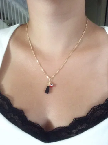 Vista 3 de Collar de Protección para Mujer Genuino Azabache Colgante Cadena Mal de Ojo